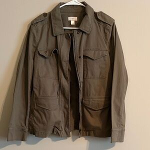 LOFT Green Khaki Military Jacket with pockets